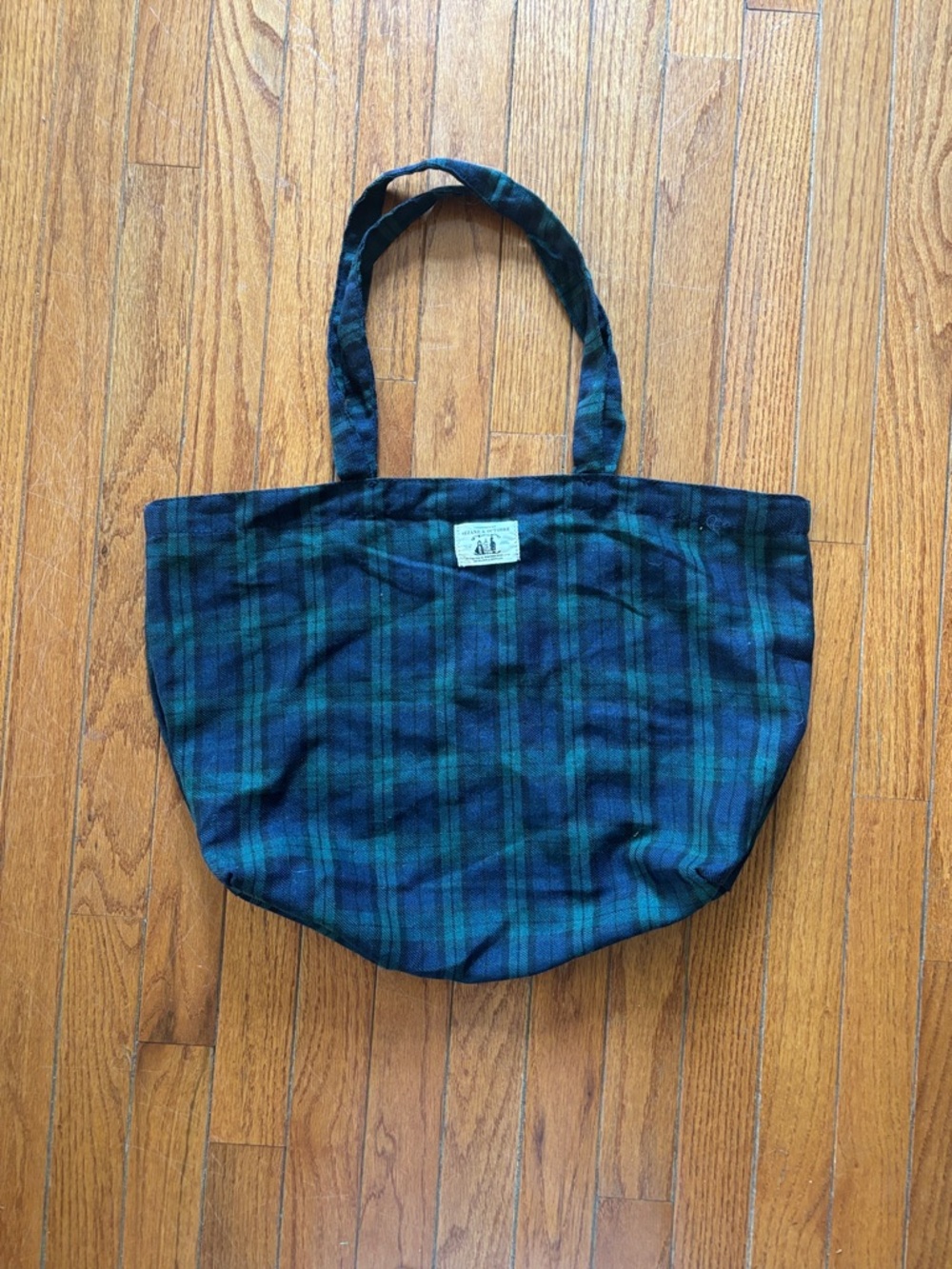 Sezane Plaid Tote Bag in Green & Navy - Unbranded